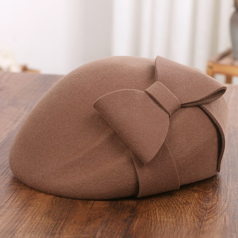 French Elegant Mesh-Bow Wool B - Fedora Hat Wool 评论和价格