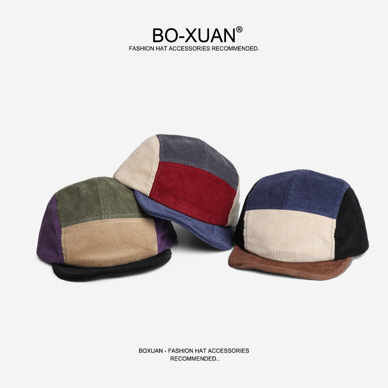 Retro Short-brimmed Corduroy B - Corduroy Cap 5 Panel 评论和价格