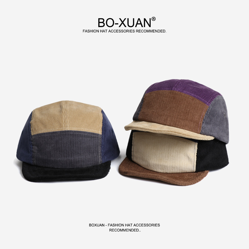 Retro Short-brimmed Corduroy B - Corduroy Cap 5 Panel 评论和价格