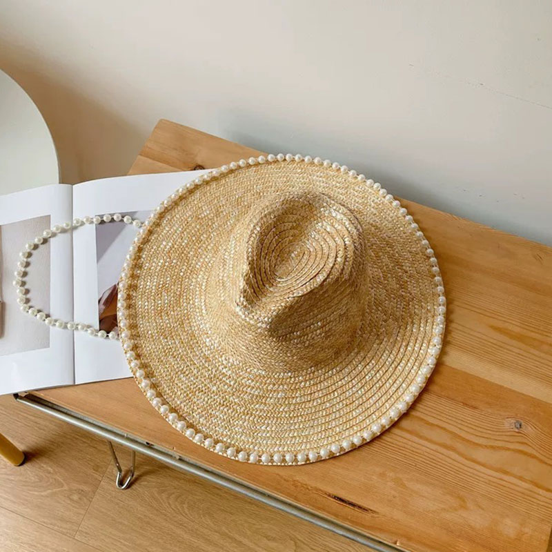 New Summer Fashion Pearl Chain - Cowboy Hat Straw 评论和价格