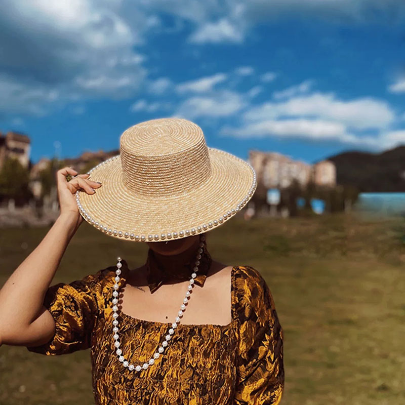 New Summer Fashion Pearl Chain - Cowboy Hat Straw 评论和价格