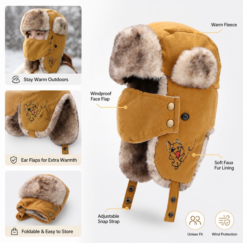 New Faux Fur Lining Trapper Ha - Winter Trapper Hat 评论和价格